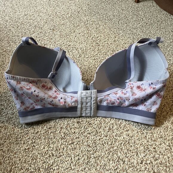 Cacique Womens Plunge Padded Underwire Bra Blue Floral Size 44H Cottage Garden - Picture 3 of 8